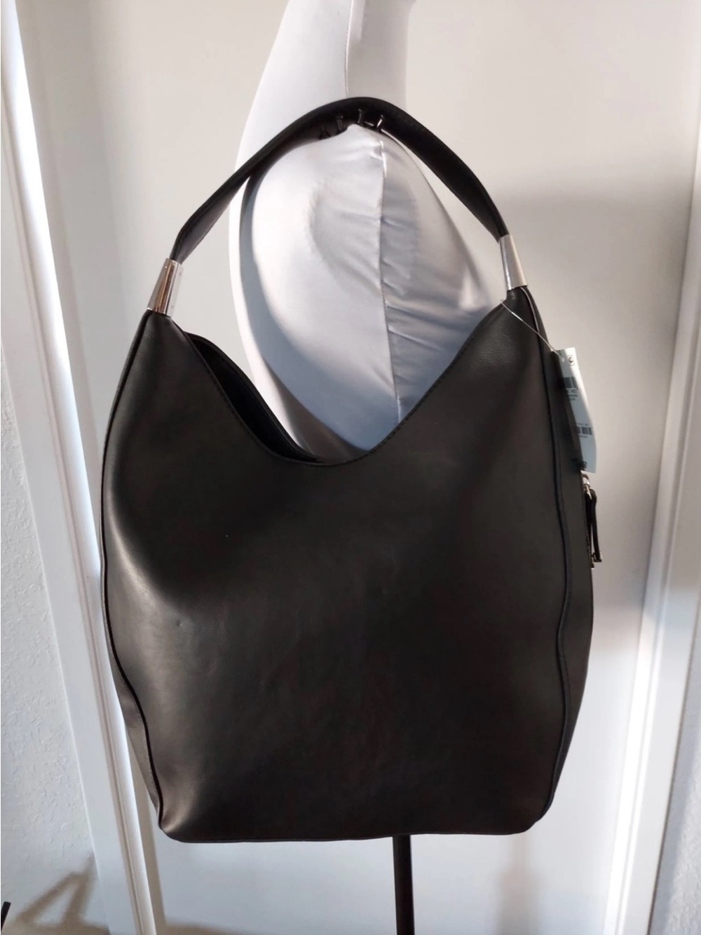 Classic Black Leather Hobo Bag